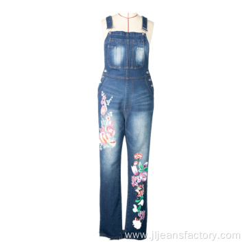 Wholesale Ladies Embroidered Bib Jeans